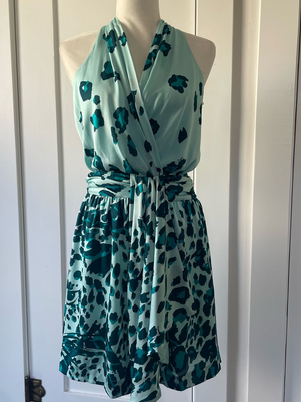 DVF Diane von Furstenberg Moritz Silk Leopard Halter Dress